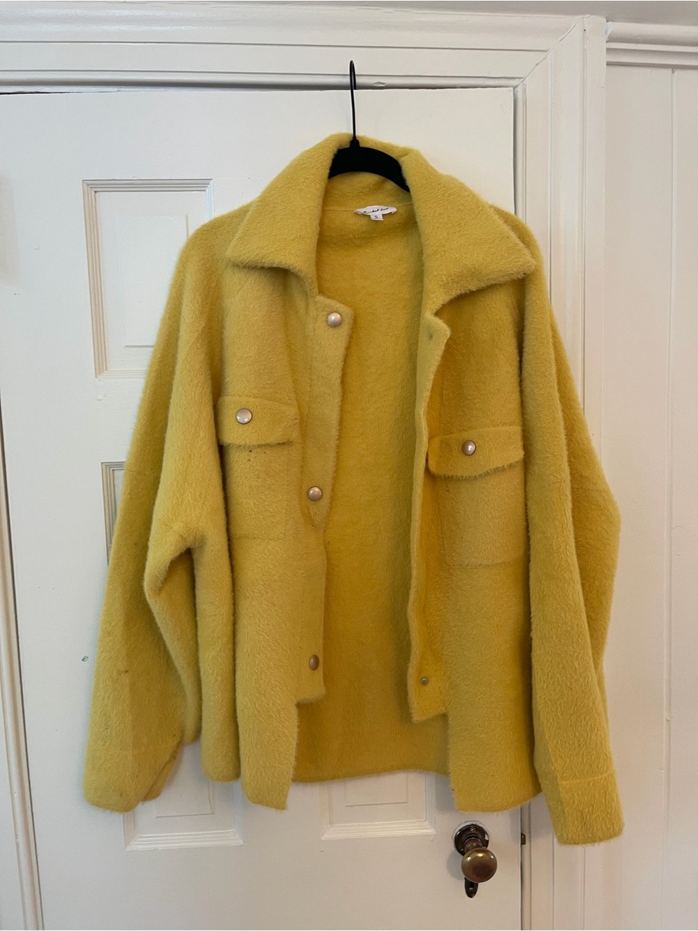 BUCKETLIST Lemon-Yellow Plush Button-Up Teddy Jacket